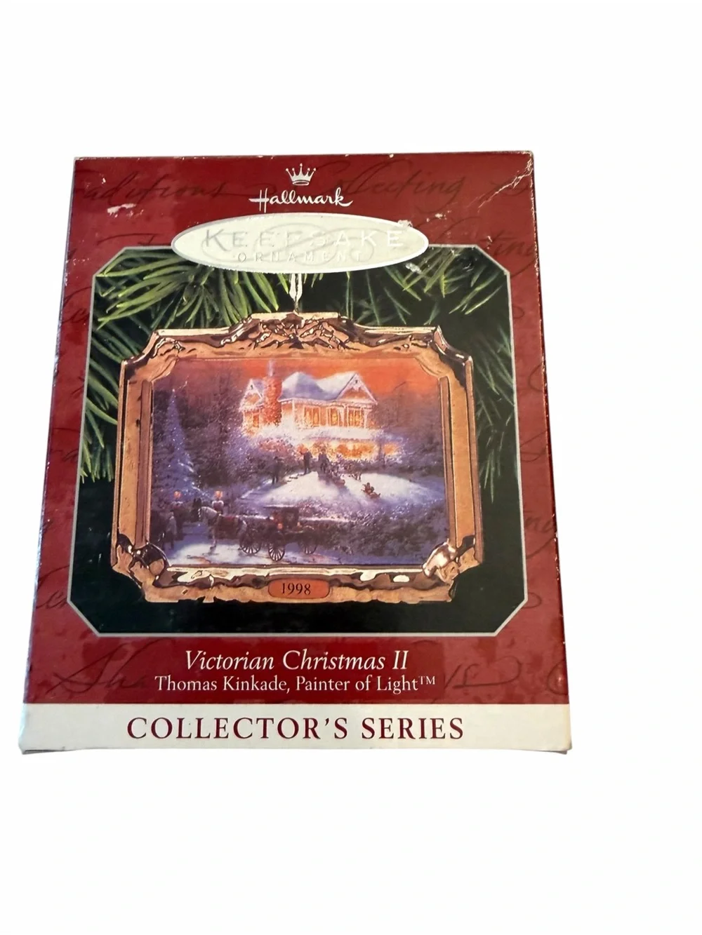 Hallmark 1998 Ceramic Ornament Victorian Christmas II Thomas Kinkade Winter Snow